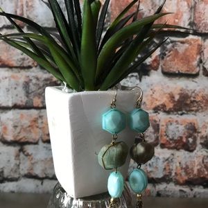 Jade & Light Turquoise Dangling Earrings